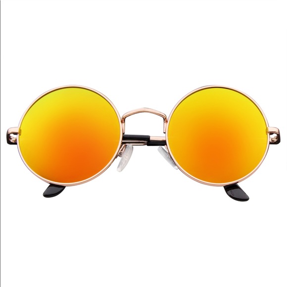 Round Hippie Shades Retro Reflective Colored Lense - Picture 3 of 5